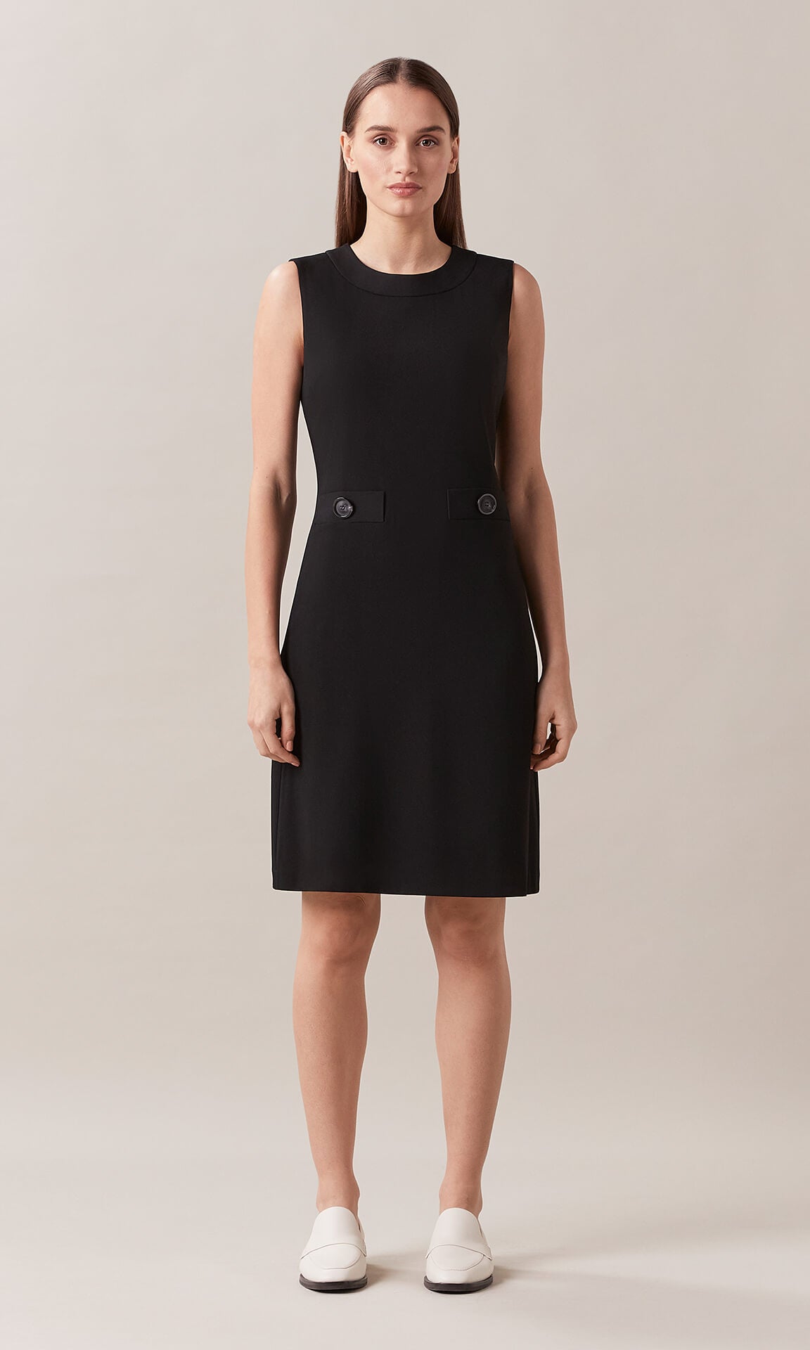 Sleeveless Mini Shift Dress - Black