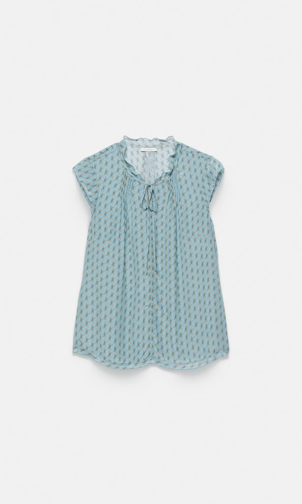 Alicudi Ruffle Neck Top Blue/Green