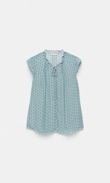 Alicudi Ruffle Neck Top Blue/Green