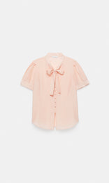 Anvers S/Sleeve Bow Shirt Soft Pink