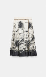 Cite Skirt with Tie Belt Black/Ecru