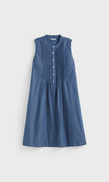 Des Nimes Pintuck Dress Mid-Blue