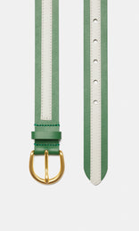Barbera Leather Belt 30mm Green ray/Off-white