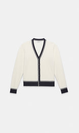Piemonte Tipped Cardigan Ivory/Navy