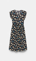 Ischia Self Tie Dress Navy/Ivory