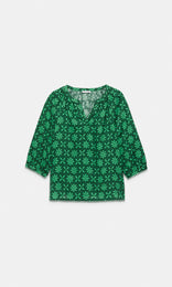 Panarea Peasant Blouse  Green