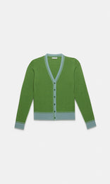 Piemonte Tipped Cardigan Grass/Soft Aqua