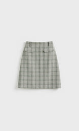 Glenda Plaid Skirt Sky