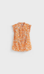 Orange Bloom Ruffle Top Apricot