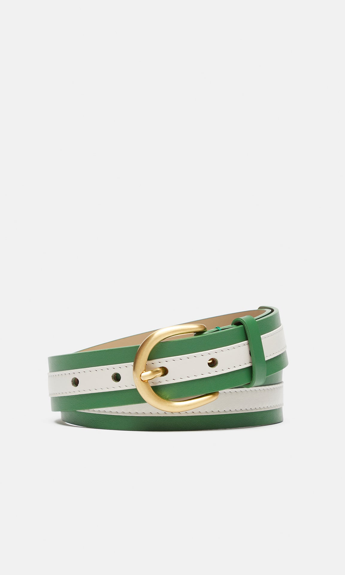 Barbera Leather Belt 30mm Green ray/Off-white
