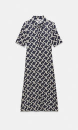 Marina Collared Dress Navy/Ecru