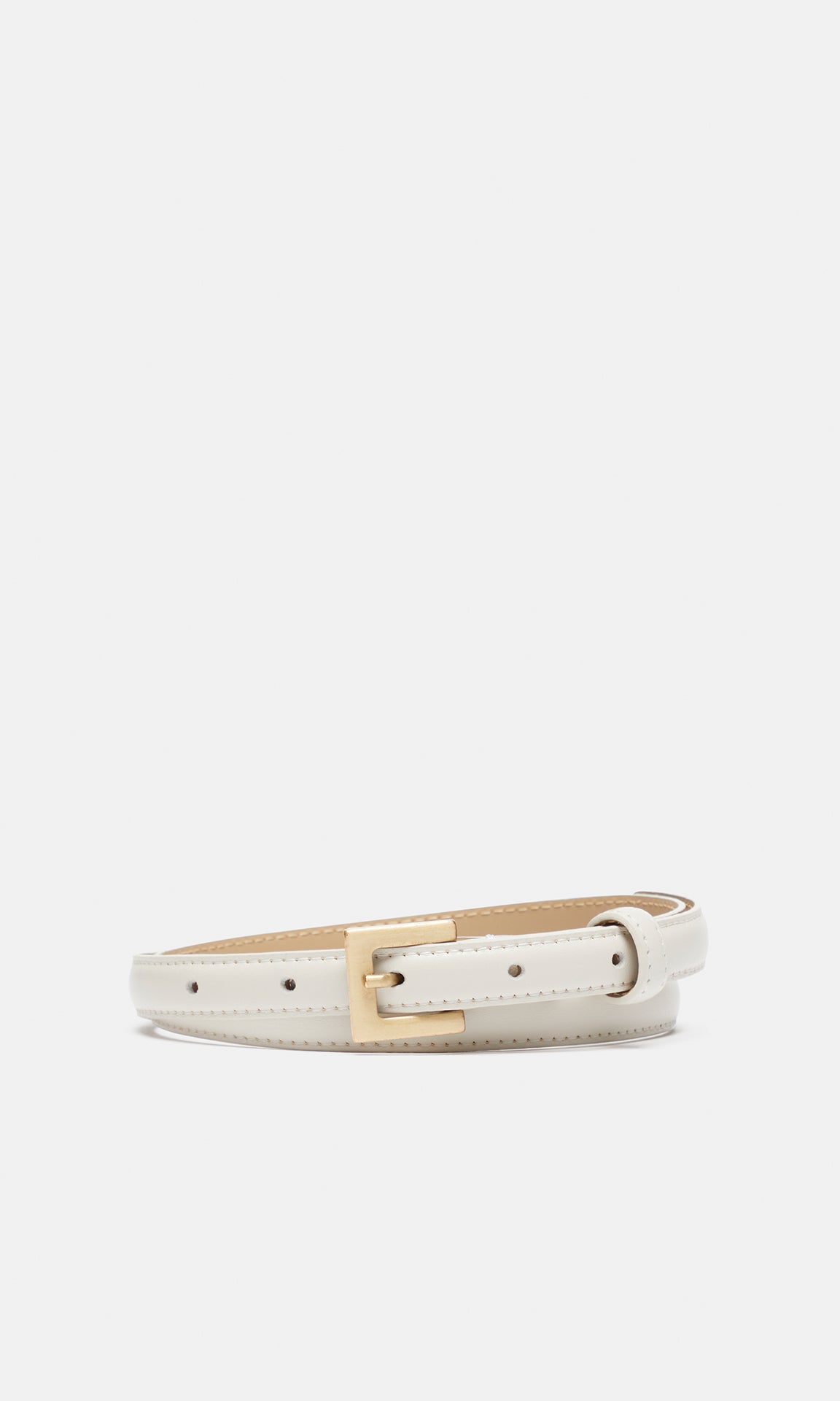 Veneto Leather Belt 15mm Off White