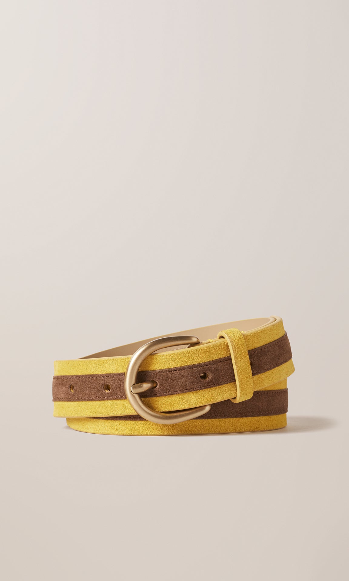 Two tone Suede Belt 30mm Soleil + Chocolate