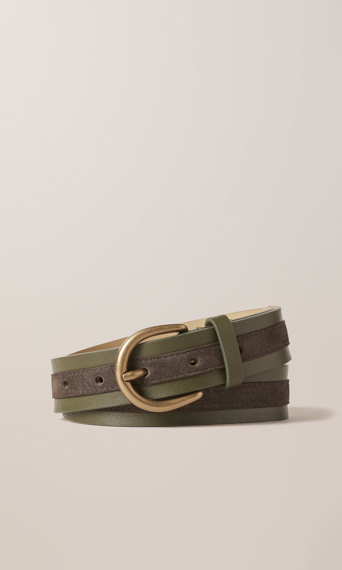 2 tone Suede/Leather Belt 30mm Birch/Coffee