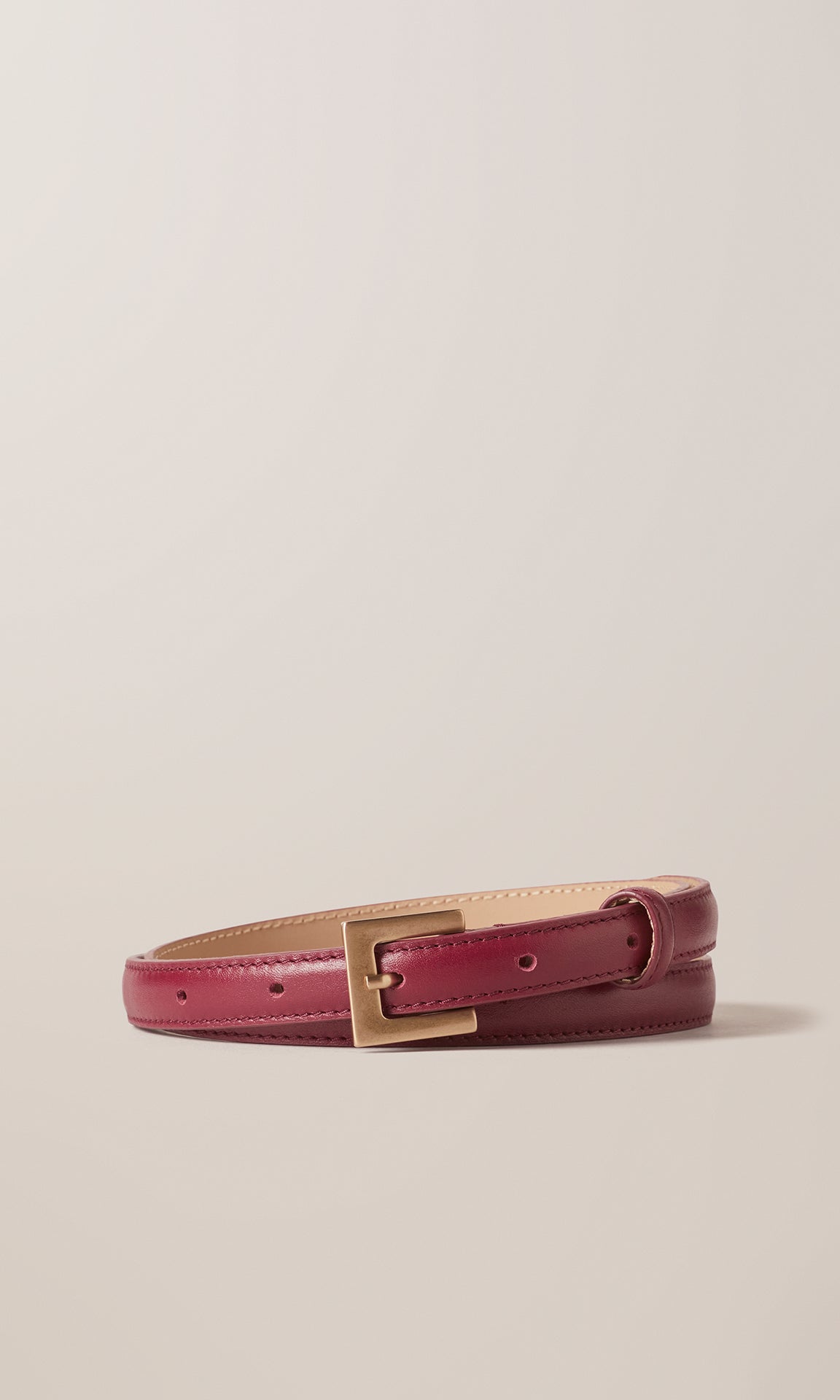 Leather Belt 15mm Cremisi