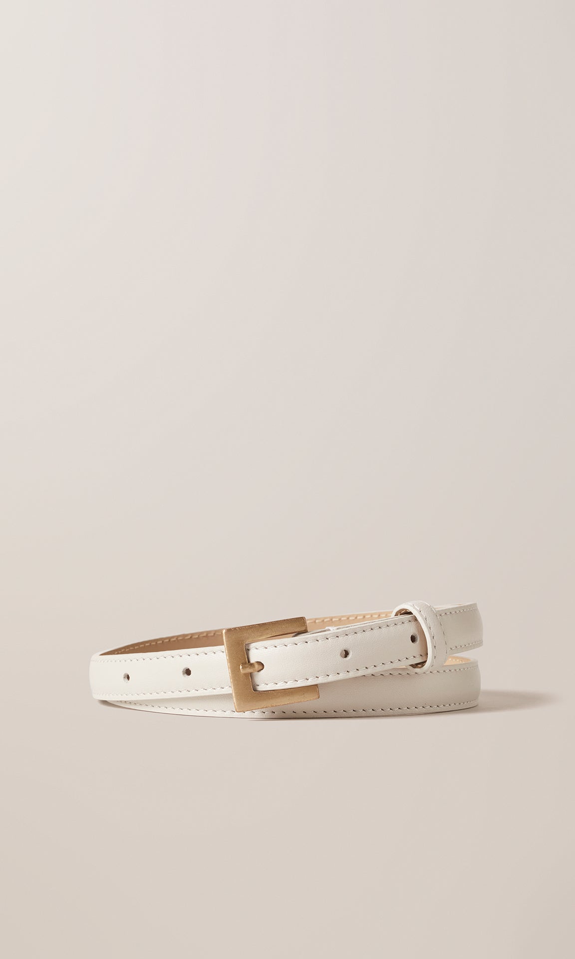 Leather Belt 15mm Off White