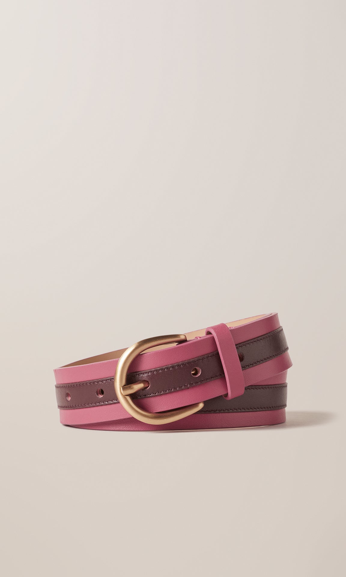 Two tone Leather Belt 30mm Punch/Wine