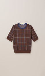 Fisher Plaid Merino Crew Brown