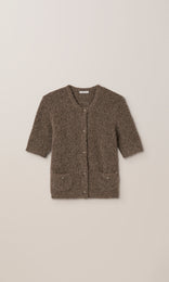 Orla Alpaca Crew Cardigan Chocolate