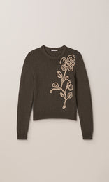 Arabella Floral Applique Knit Olive