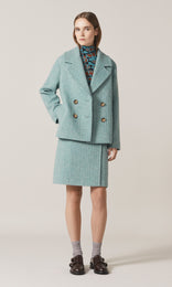 Portman Dble Breasted Coat Aqua