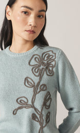 Arabella Floral Applique Knit Seashore