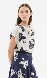 Salina Cowl Neck Top Navy/Chalk