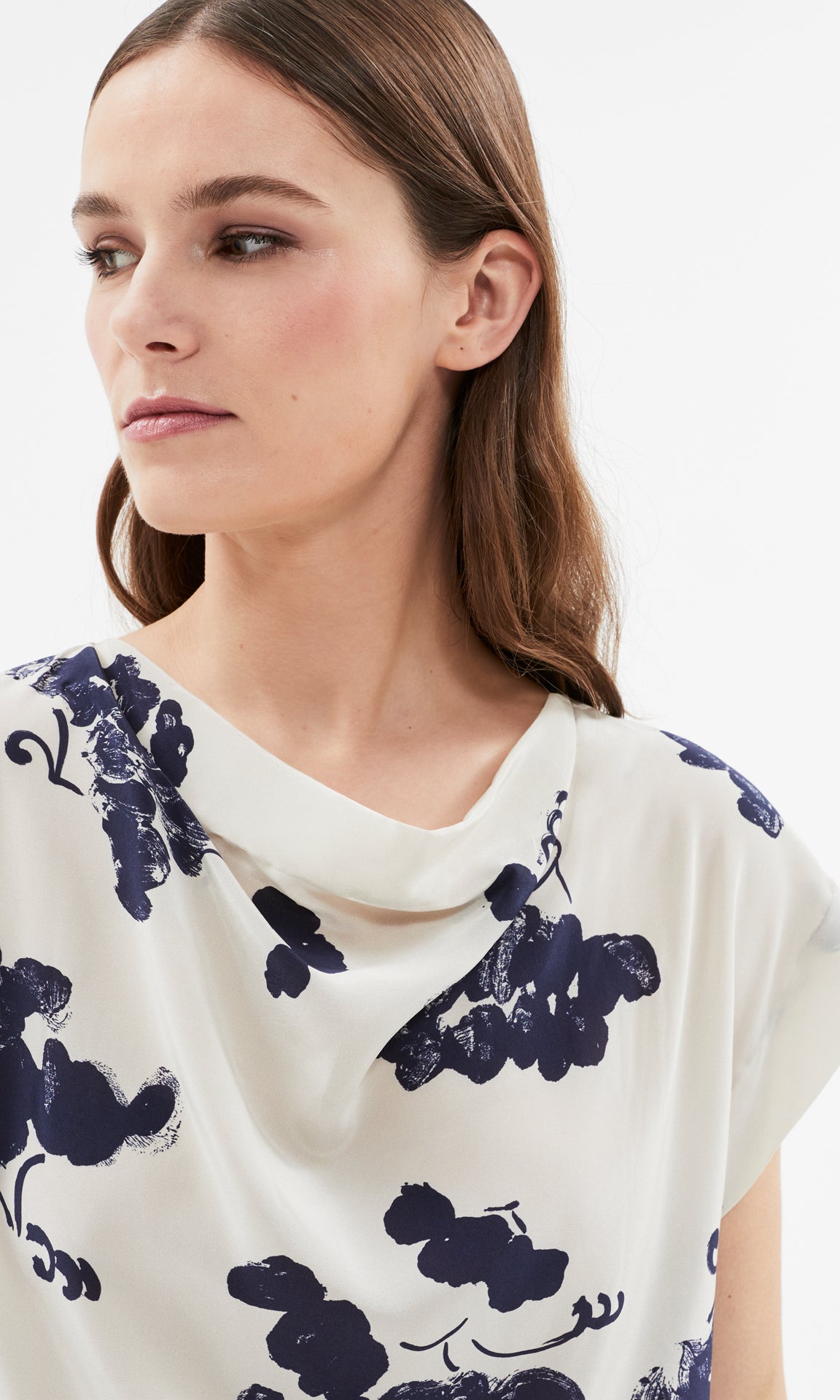 Salina Cowl Neck Top Navy/Chalk