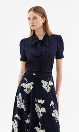 Anvers S/Sleeve Bow Shirt Navy