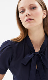 Anvers S/Sleeve Bow Shirt Navy