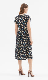 Ischia Self Tie Dress Navy/Ivory