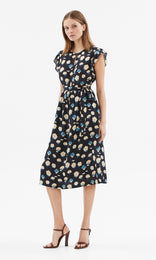 Ischia Self Tie Dress Navy/Ivory