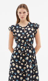 Ischia Self Tie Dress Navy/Ivory