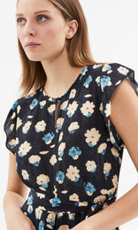 Ischia Self Tie Dress Navy/Ivory