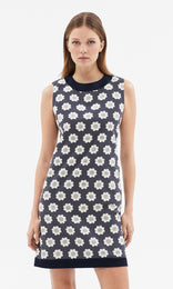 Tuileries Shift Dress Navy/Creme