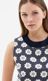 Tuileries Shift Dress Navy/Creme