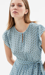 Alicudi Self Tie Dress Blue/Green