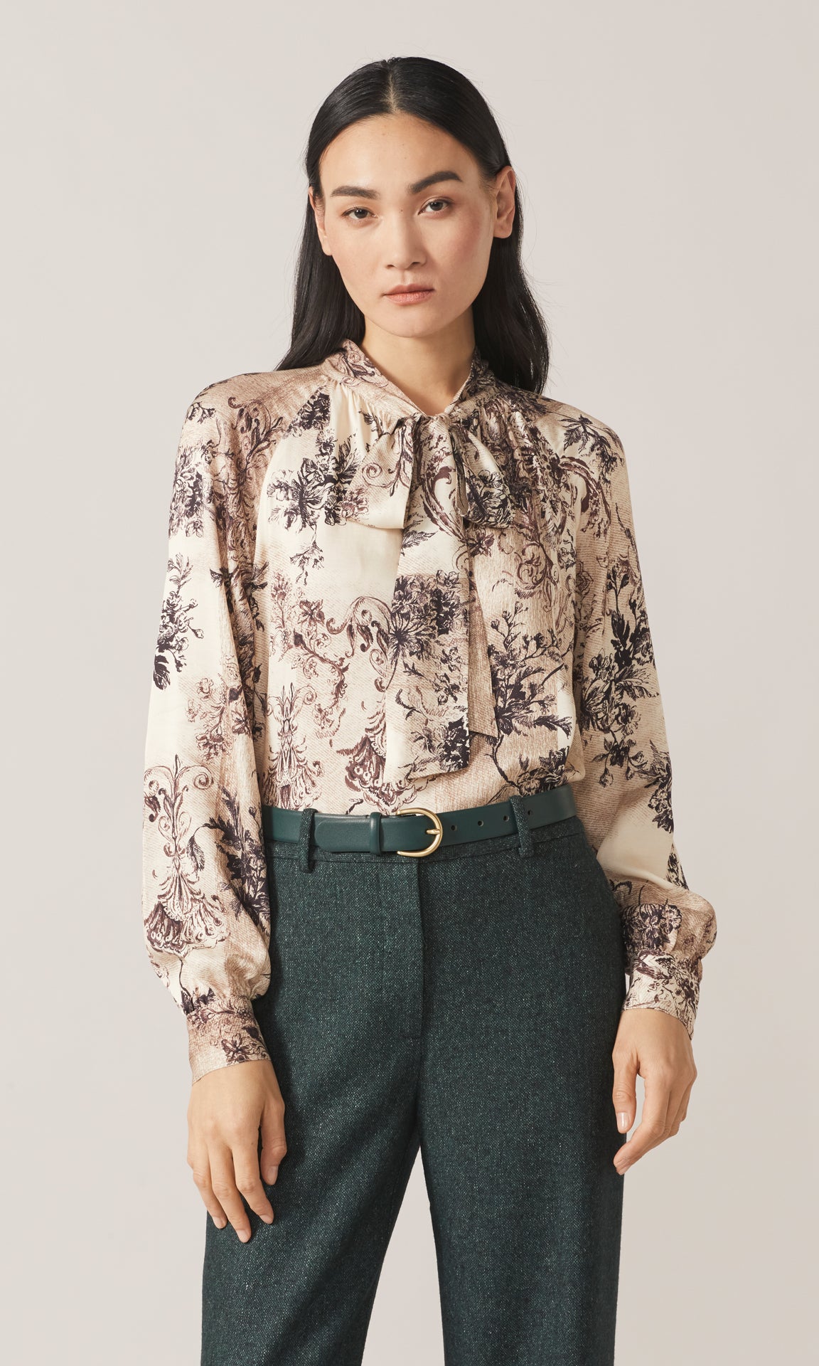 Maisie Tie Blouse Almond