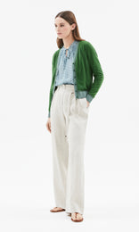Piemonte Tipped Cardigan Grass/Soft Aqua