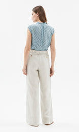 Alicudi Ruffle Neck Top Blue/Green