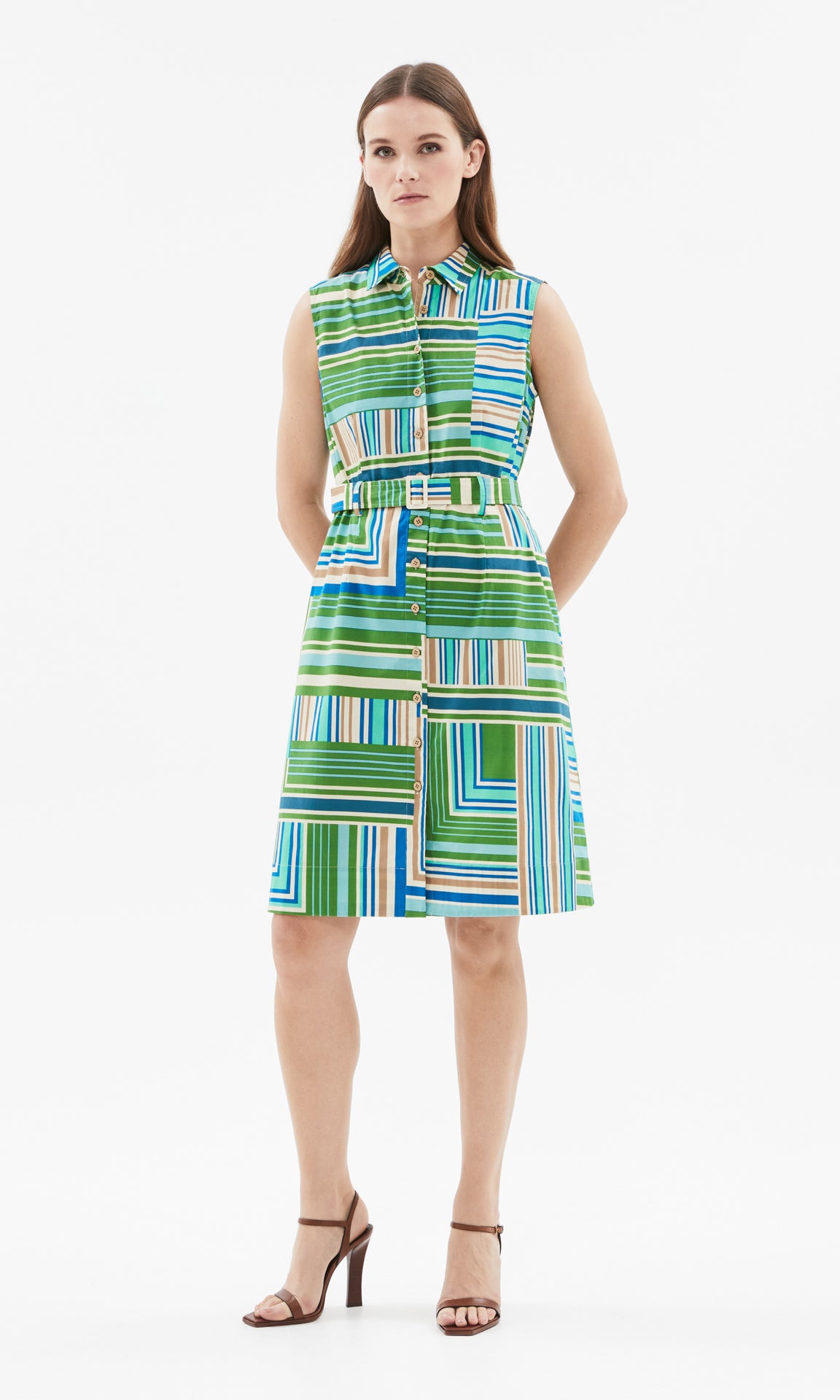 Tapetta S/less Dress Green/Blue
