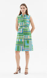 Tapetta S/less Dress Green/Blue