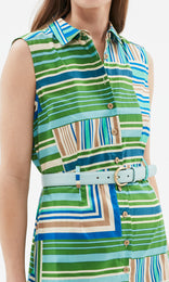 Tapetta S/less Dress Green/Blue