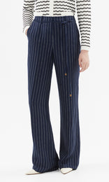 Jermyn Pleat Pinstripe Pant Navy