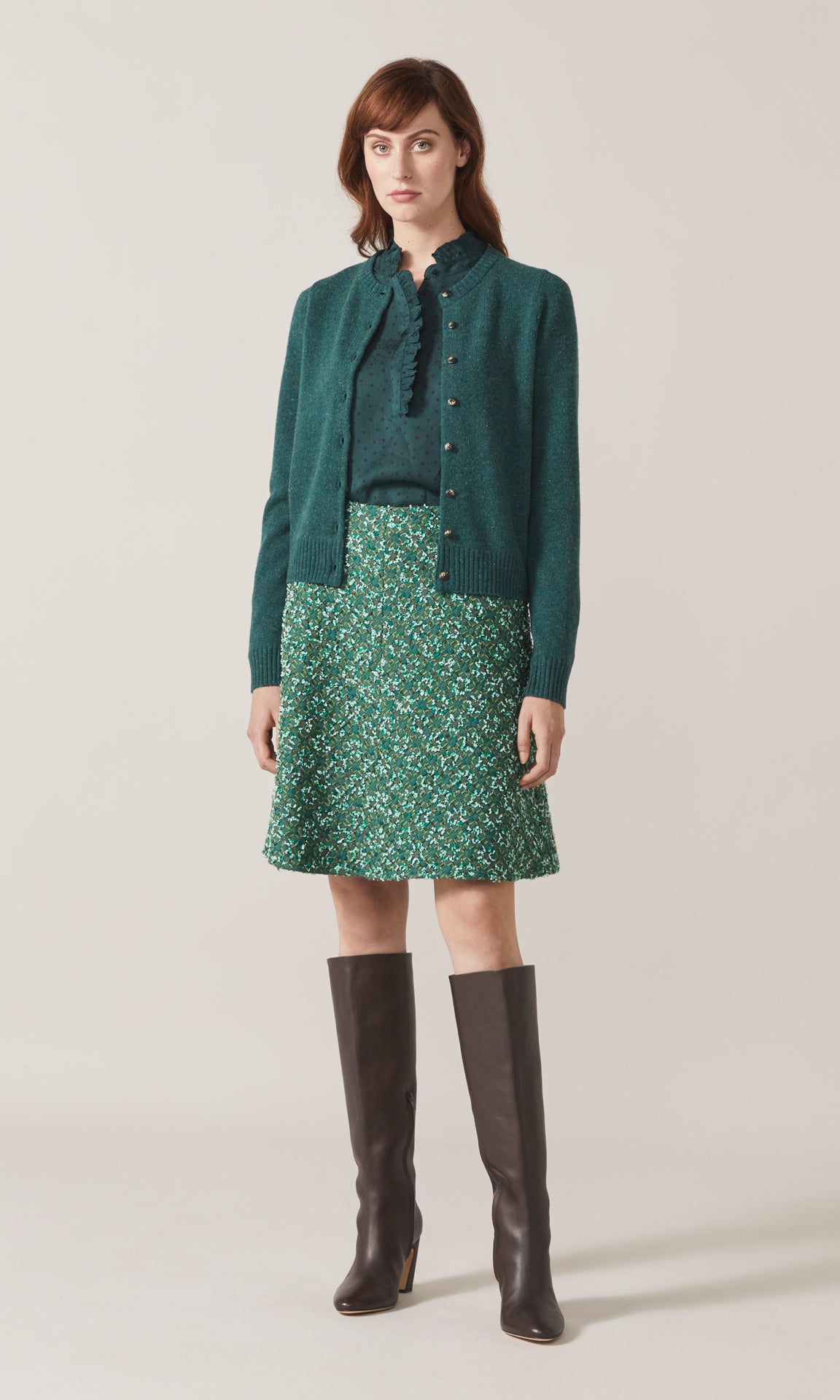 Balloch Crew Cardigan Dark Green