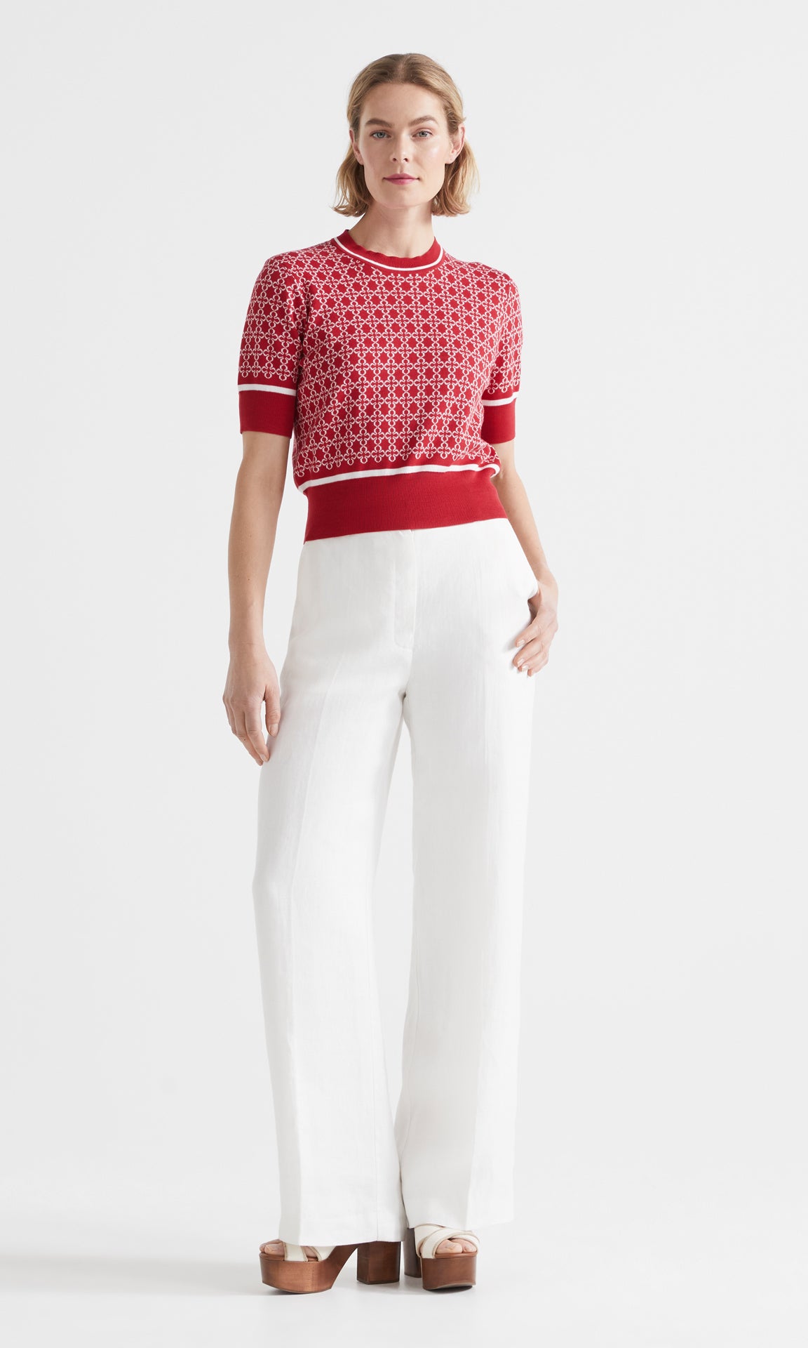 Rousse SS Crew Poppy/Ivory R