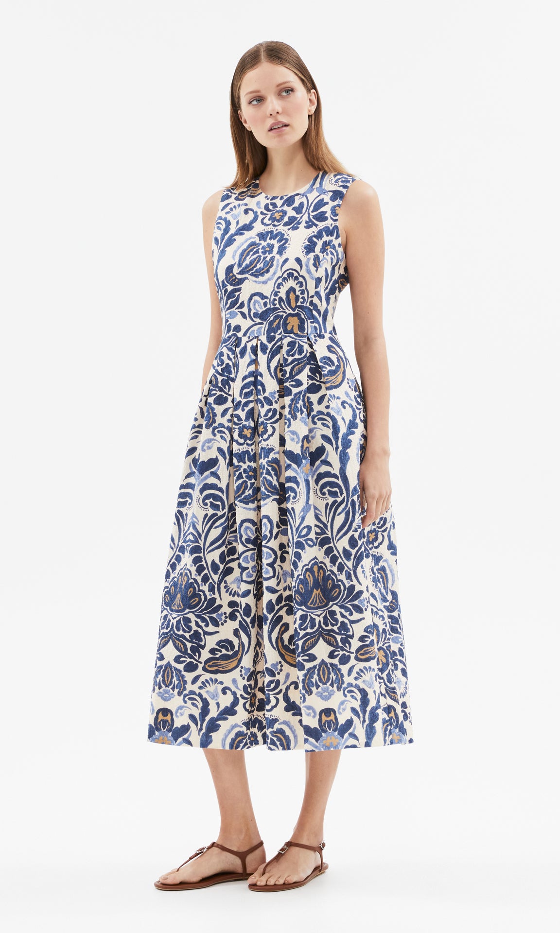 Madeira A-line Midi Dress Antique Blue