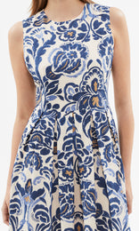 Madeira A-line Midi Dress Antique Blue
