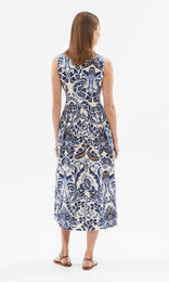 Madeira A-line Midi Dress Antique Blue