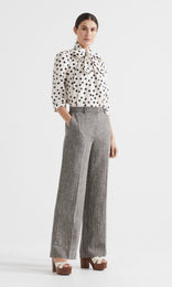 Pois Bow Front Blouse Ivory